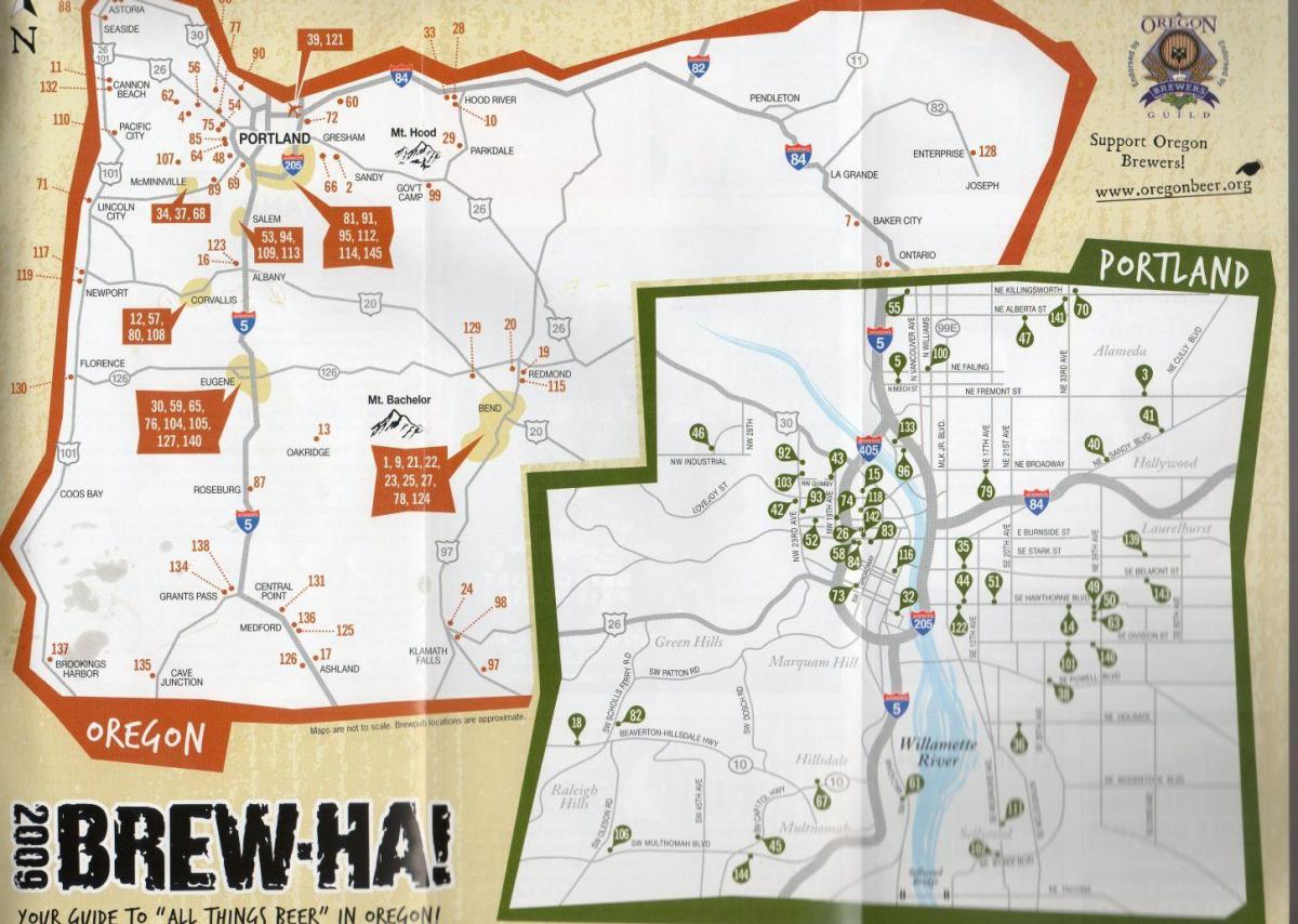 mapa breweries Portland (Oregon) 