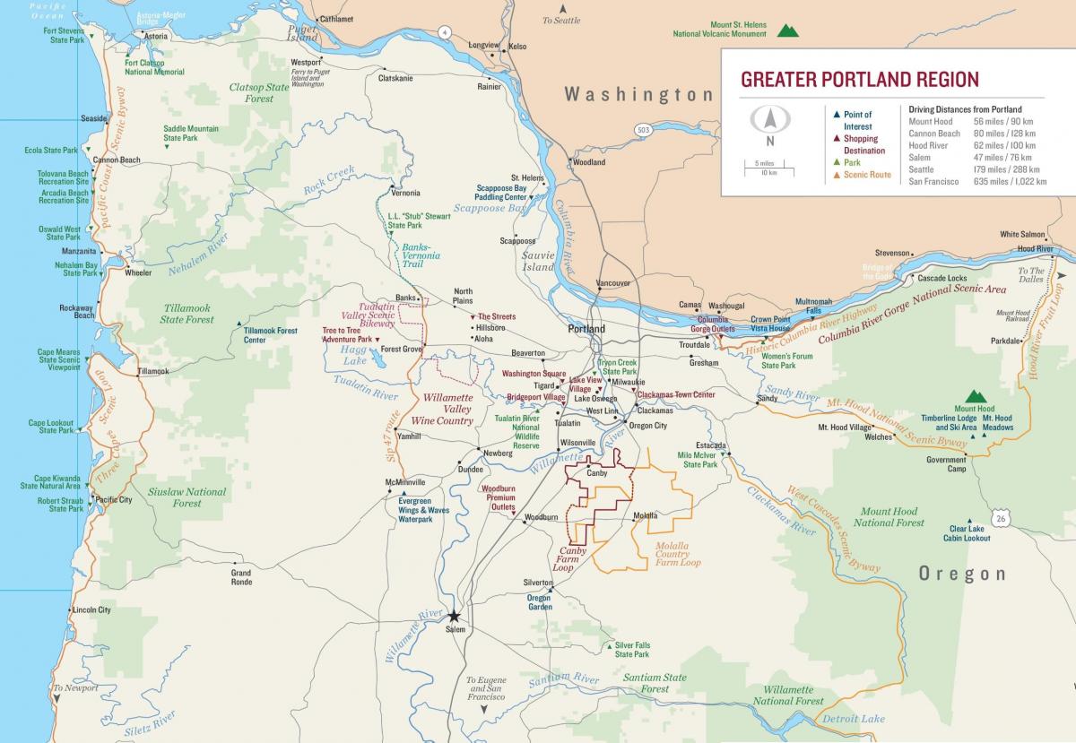 mapa Portland (Oregon)