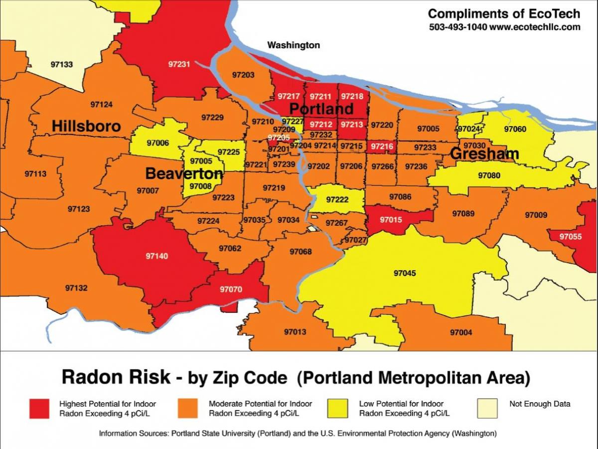 Portland, Oregon zip code mapa