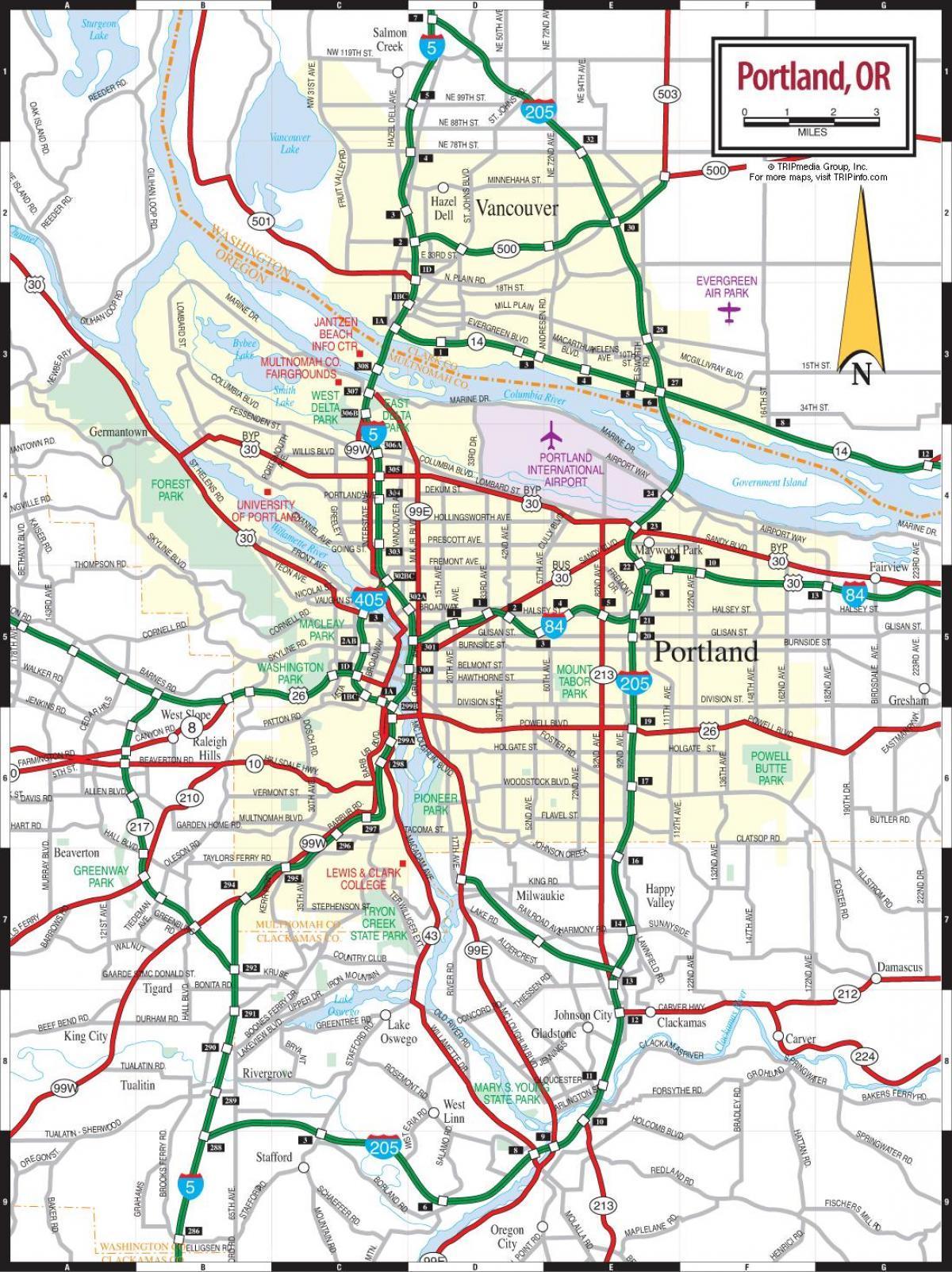 mapa Portland metro area