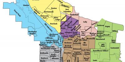 Mapa Portland auzoetan